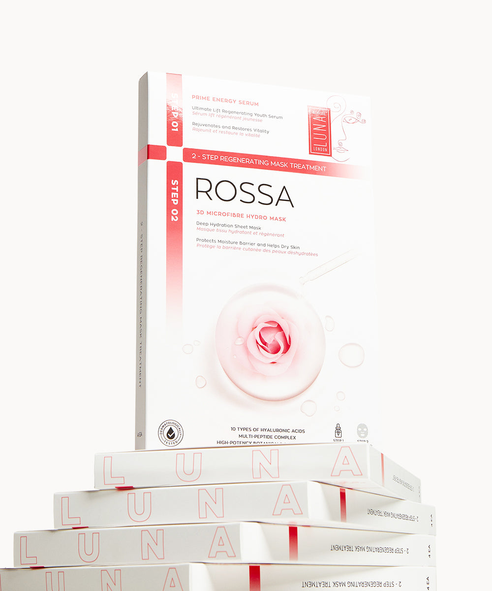 Rosa Mask sheet & hydrating serum packaging